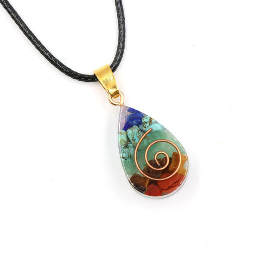 Agate Natural Stone Colorful Water Drop Necklace